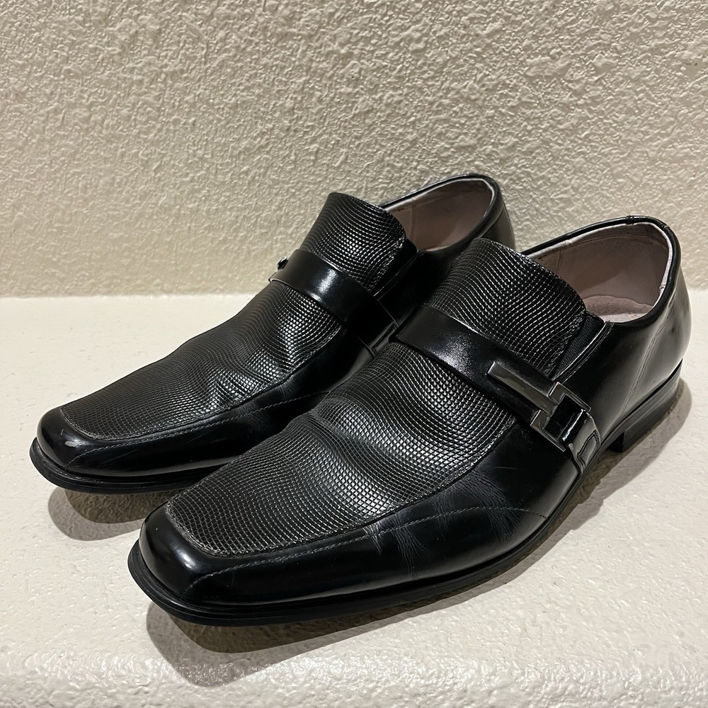 Black Stacy Adams Beau Moc Toe Bit Slip-On Loafers‎ Business Leather Shoes 9.5 M
